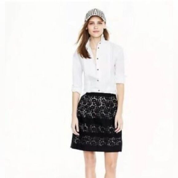 J. Crew Dresses & Skirts - J Crew Floral Lace Contrast Stripe Skirt NWT